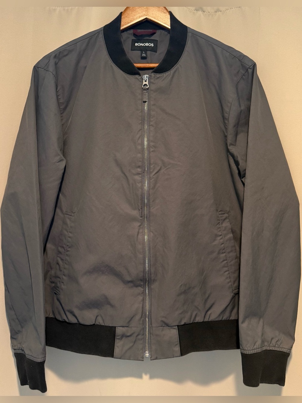 Bonobos Lightweight Bomber Jacket Charcoal Grey Mens Large